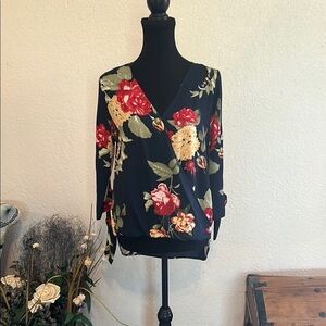 West Kei Floral Wrap Blouse, size s